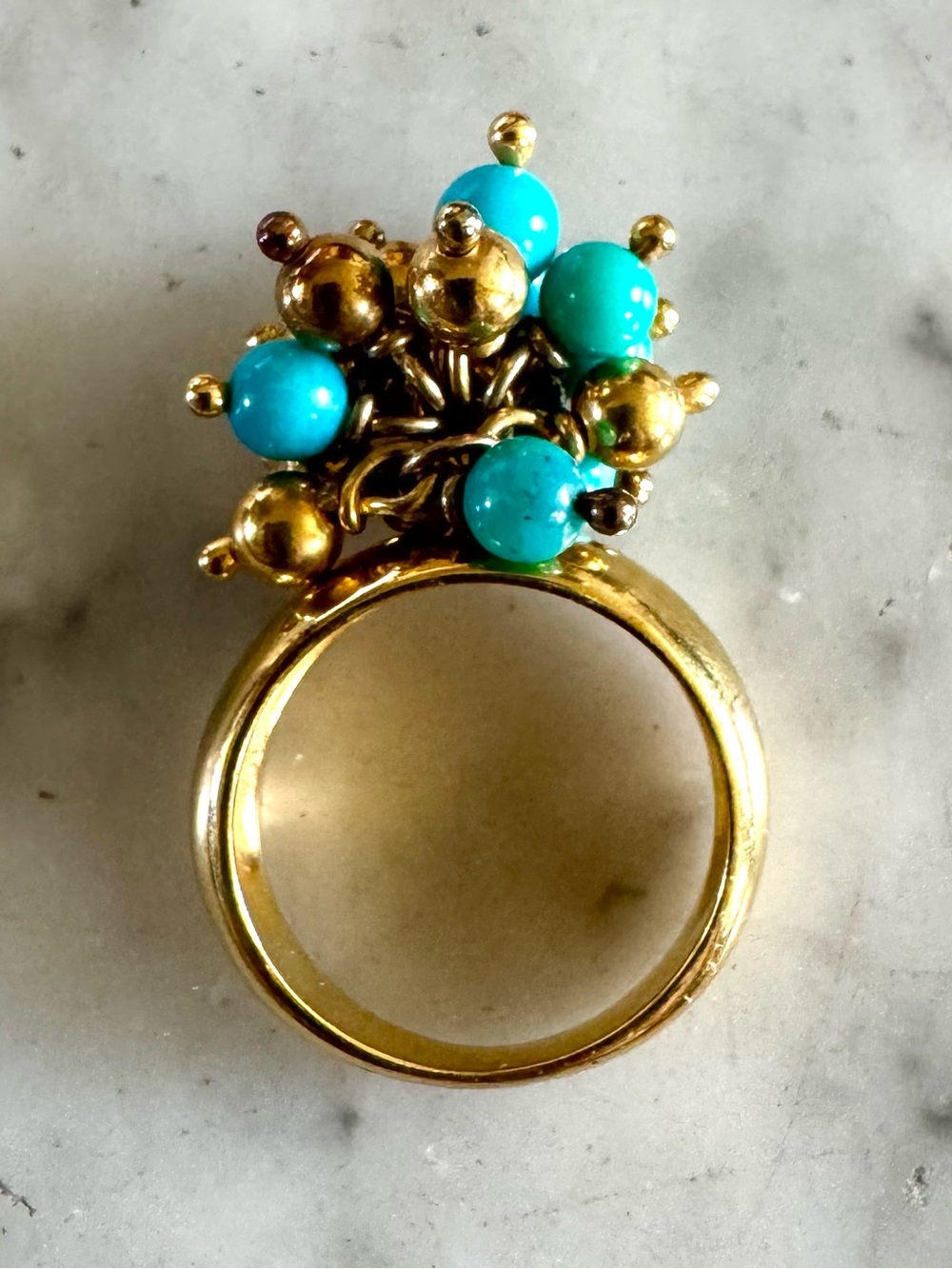 Designer Sterling Turquoise ball ring